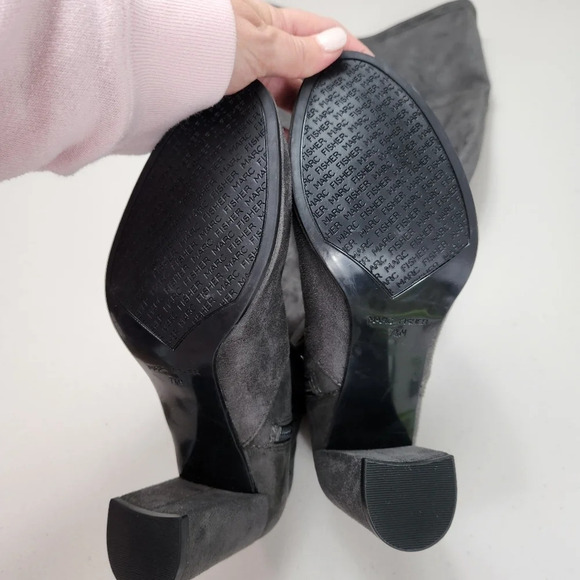 MARC FISHER Grey Gray LOCKET SUEDE OVER THE KNEE BOOT Size 7 1/2 M - Picture 10 of 14